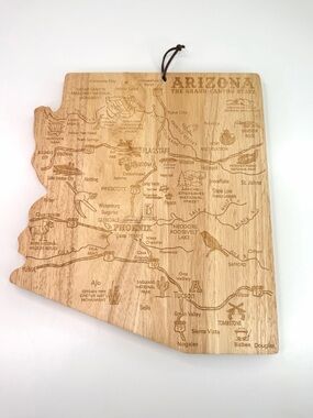 Arizona State Map Engraved City Wood Cutting/Serving Board